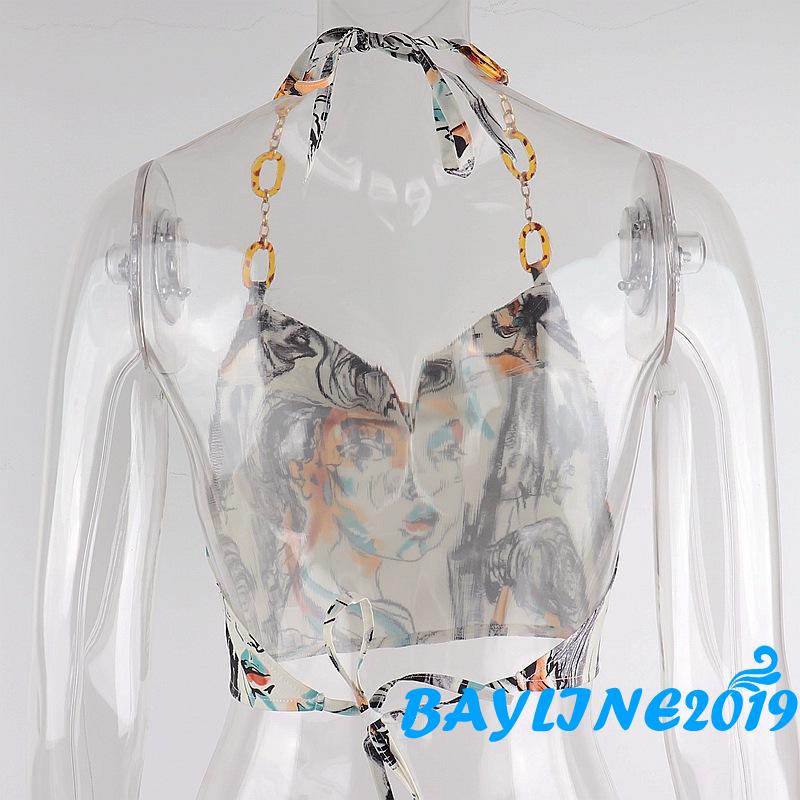 Áo Hai Dây Hở Lưng In Họa Tiết Chân Dung Quyến Rũ Dành Cho Nữ