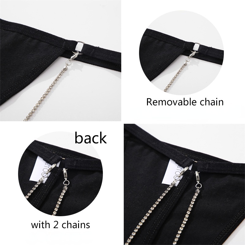 2 Quần lót cotton lọt khe TAKETALK kiểu chữ T lưng thấp phối dây xích tháo rời được quyến rũ cho nữ S-L