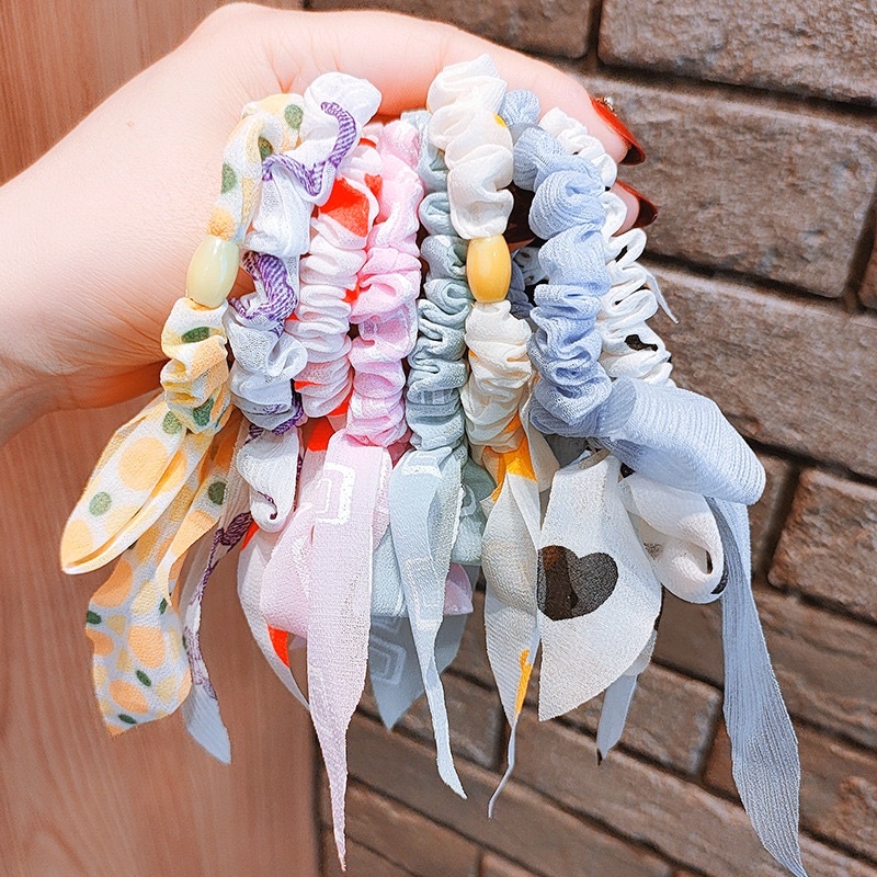 Dây buộc tóc vải voan thắt nơ dễ thương nhẹ nhàng phong cách tiểu thư
