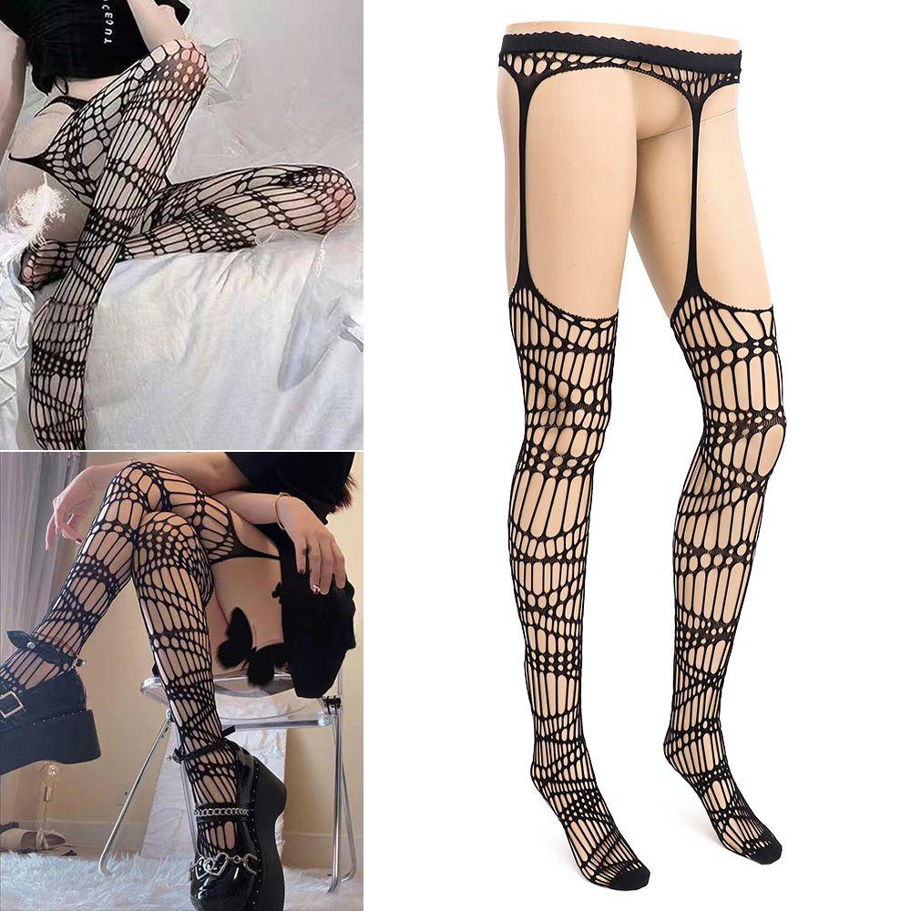 HS Quần Tất Lưới Màu Đen Phong Cách Harajuku Nhật Bản Quyến Rũ Dành Cho Nữ