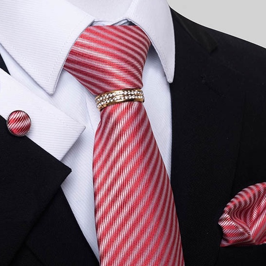 Bộ Cà vạt 4 món gồm Cavat 8cm, khăn cài túi, Măng-set, Nhẫn tròn phụ kiện, Cravat chú rể, Calavat công sở CBC-8230