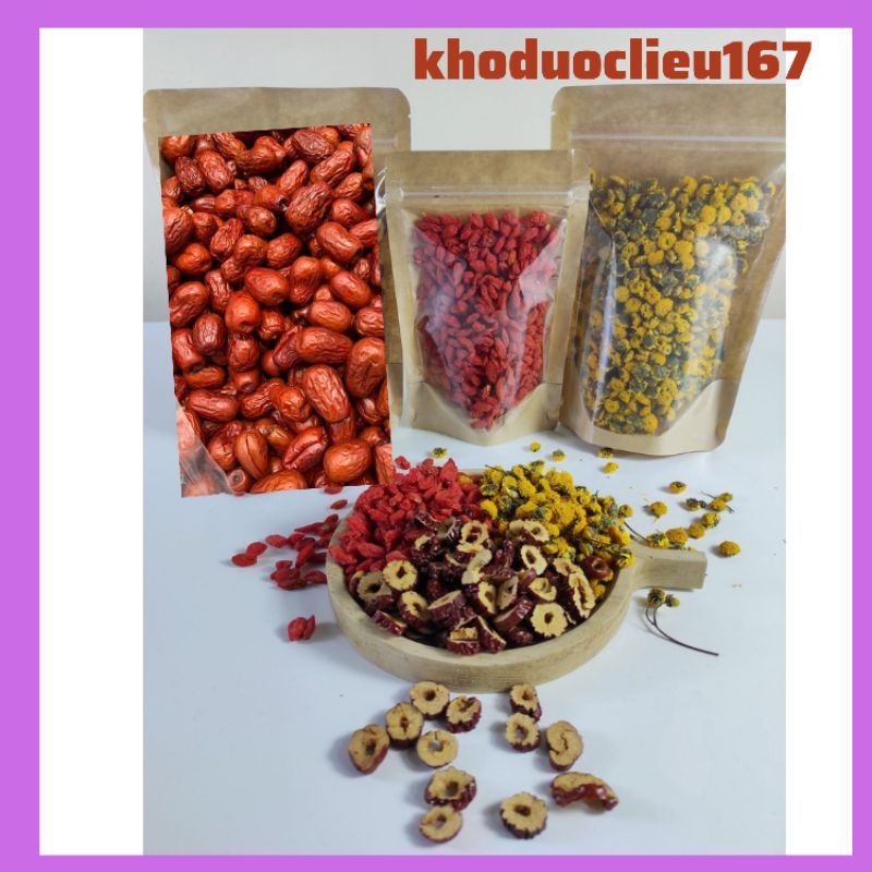 Combo 50gr Cúc CHi- 150gr Kỉ Tử Đỏ -200gr Táo Đỏ hãm trà bổ sung năng lượng