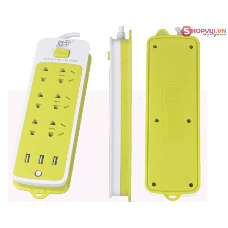 Ổ CẮM ĐIỆN ĐA NĂNG 6 PHÍCH CẮM 3 CỔNG USB HÀNG XỊN - HÀNG VIỆT NAM CHẤT LƯỢNG CAO - Ổ CẮM ĐIỆN ĐA NĂNG CÓ CỔNG USB