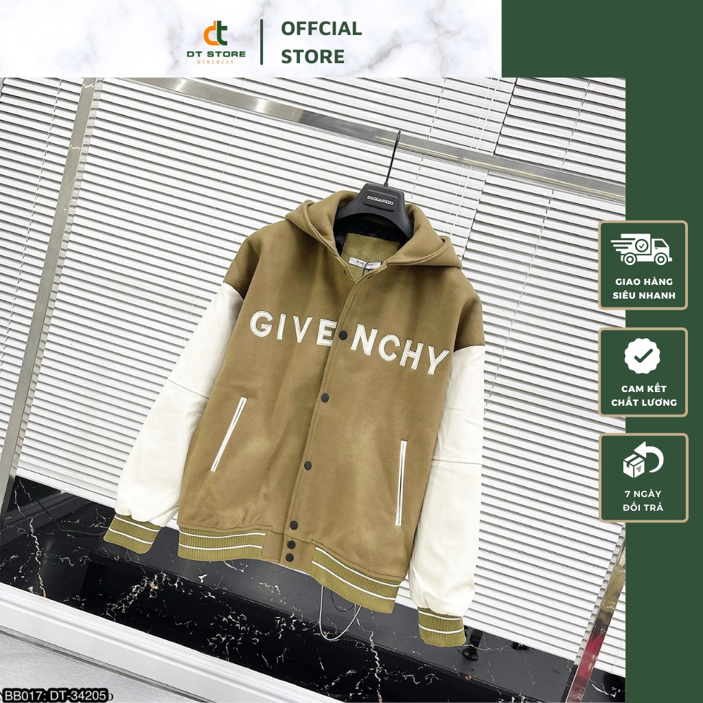 Áo Khoác Bomber Nam Given.chy Có Mũ Trùm Cực Chất - Áo Khoác Bomber Nam Nữ Given.chy Chất Dạ Tay Da DT STORE MENWEAR
