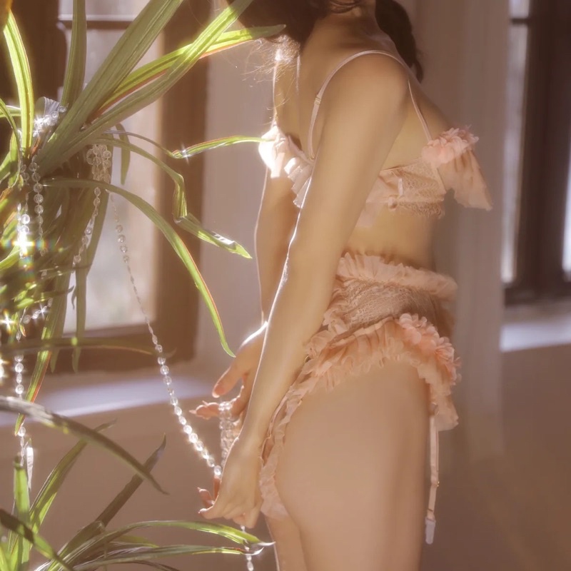 Bộ ren bánh bèo màu Hồng cam xinh xắn (Ảnh thật - có giao Hoả tốc ) | BigBuy360 - bigbuy360.vn