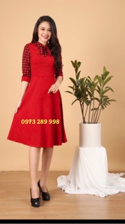 Đầm xoè cổ nơ