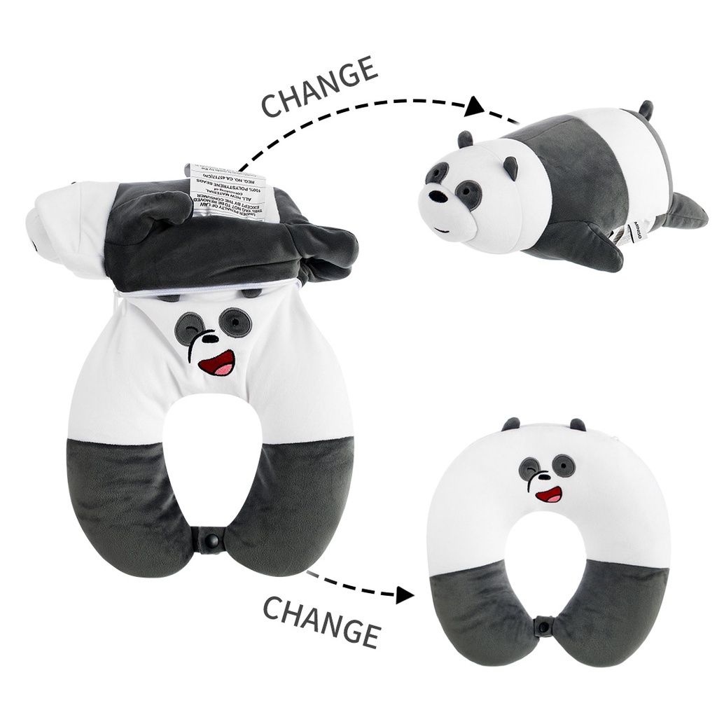 [Mã LIFEMALL153 giảm 15% đơn 99K] Gối Kê Bông Chữ U 2 in 1 We Bare Bears (Panda) Miniso