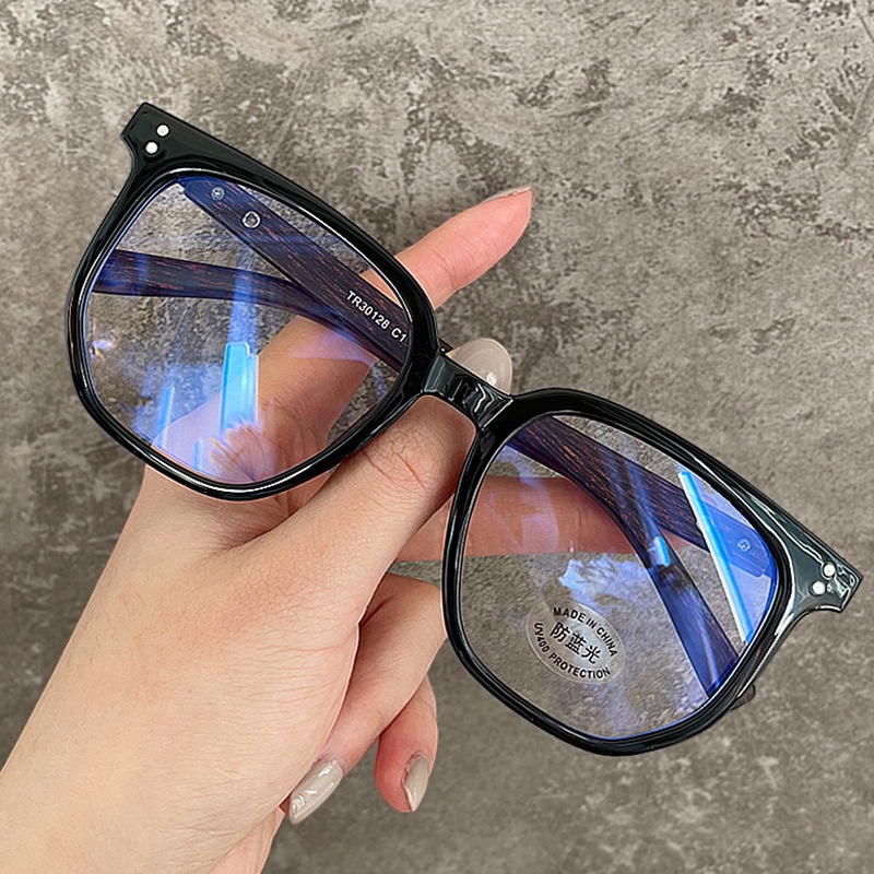 Mắt Kính Giả Gỗ Gọng Lớn Chống Ánh Sáng Xanh Thời Trang Nhật Hàn