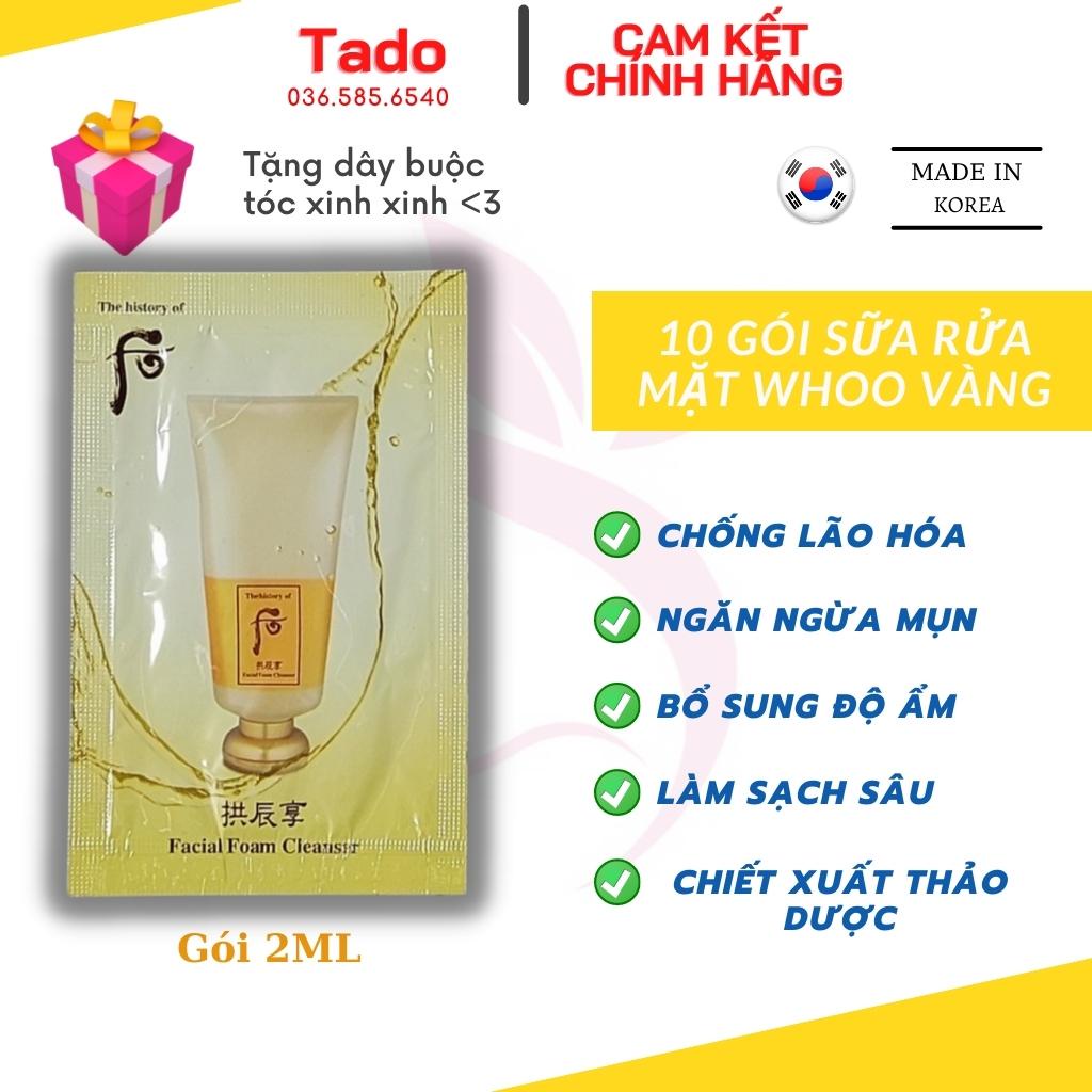 Combo 10 gói sữa rửa mặt Whoo vàng , sữa rửa mặt đông y dịu nhẹ dưỡng ẩm Whoo Facial Foam Cleanser gói 2ml