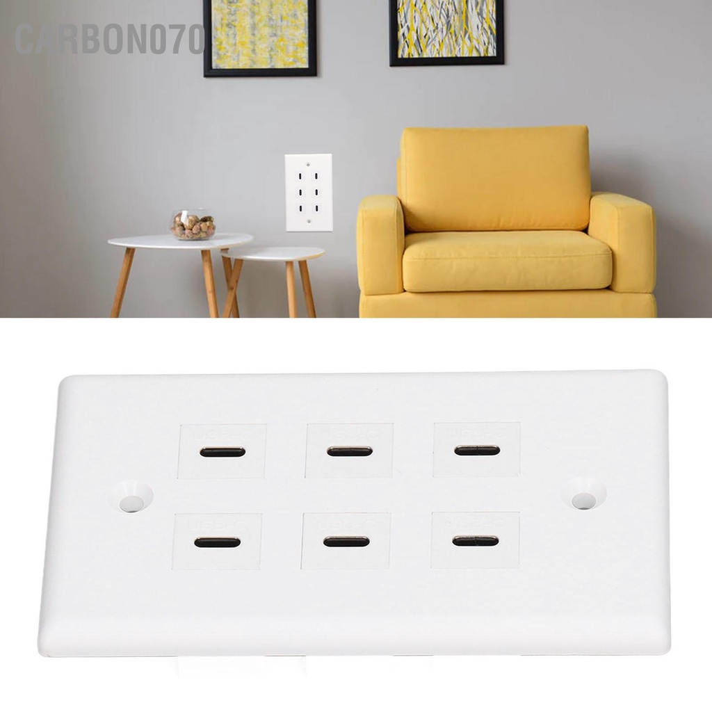 Carbon070 Ổ cắm 6 cổng USB Loại C treo tường Khả năng ứng dụng rộng rãi Đầu cho văn phòng kinh doanh