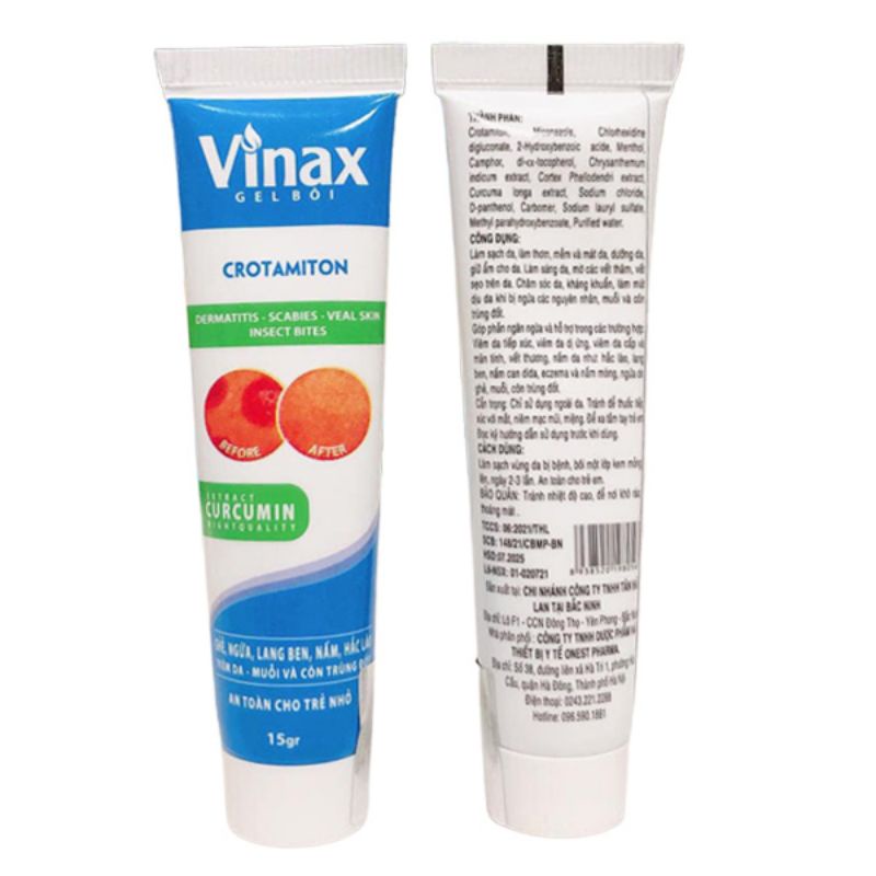 Gel bôi VINAX - Giảm nấm, ngứa, hắc lào, lang ben - Tube 15g