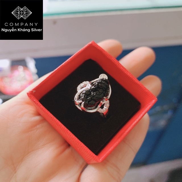 NHẪN TỲ HƯU ĐÁ PHONG THỦY BỌC BẠC TA