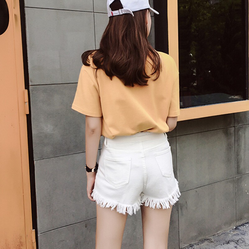 Quần short nữ jeans denim lưng cao thời trang Hàn