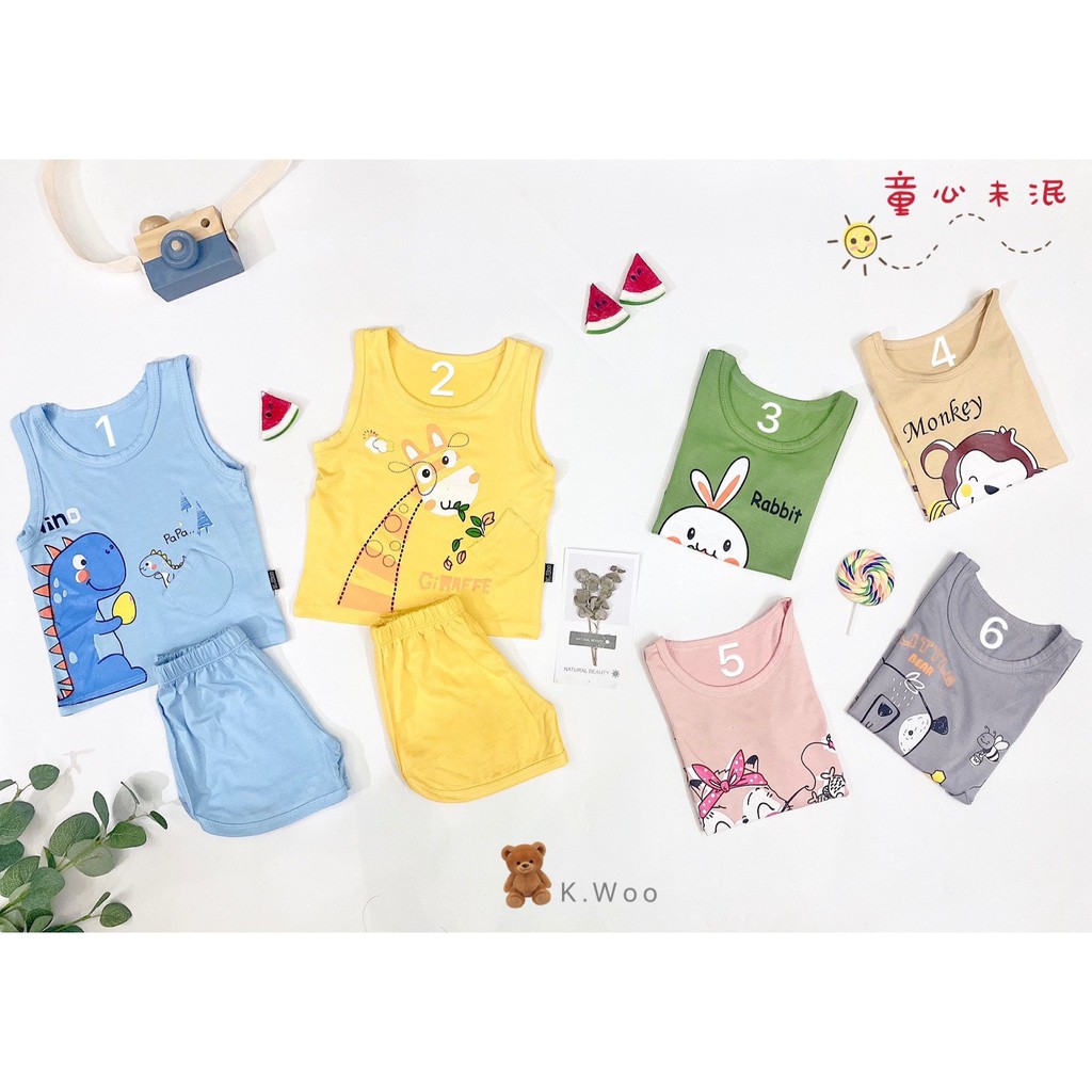 [6 MÀU] Bộ Ba Lỗ Chất Thun Lạnh Phiên Bản Động Vật Đáng Yêu Cho Bé 7-16Kg Namkidshop (QATE317)
