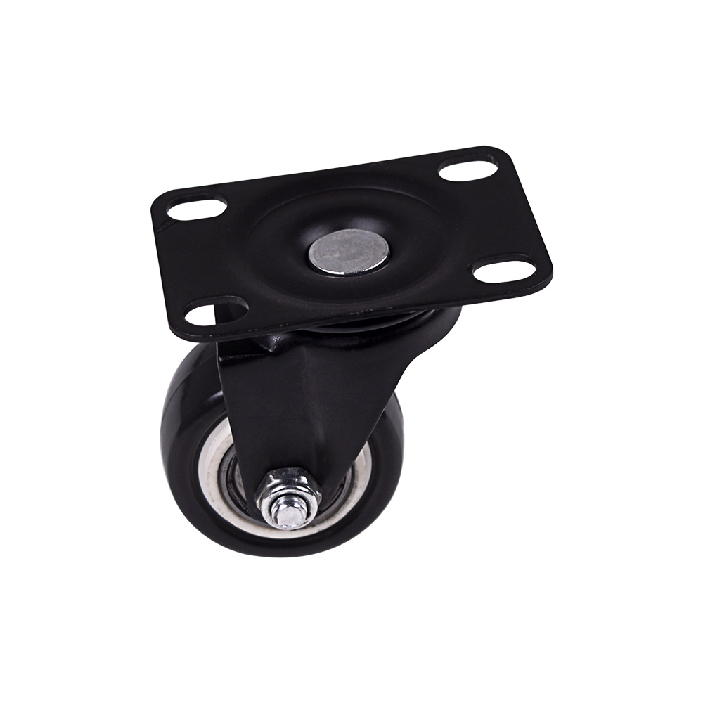 Bánh xe đẩy đen 40mm 50mm đế xoay - khóa