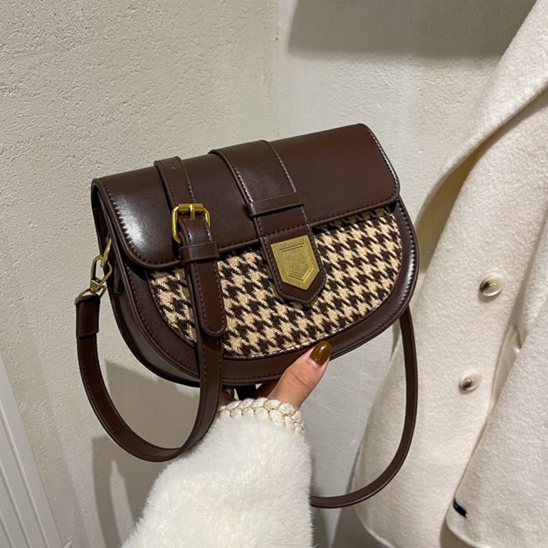 Túi đeo chéo vai IELGY họa tiết sọc caro thời trang sành điệu cho nữ