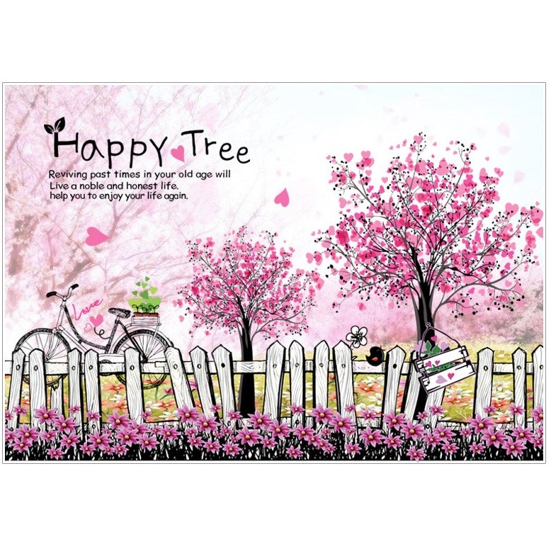 Decal dán chân tường Hồng Happy Tree - DCT005