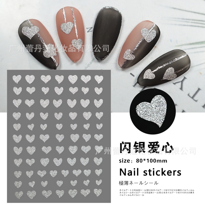 Sticker dán móng nail, Stick nhũ flash đủ mẫu siêu HOT móng đẹp lung linh
