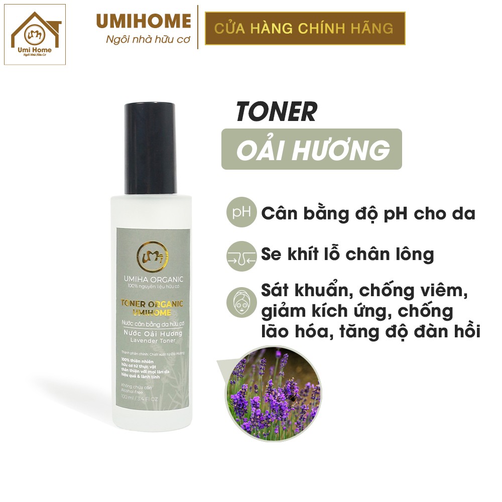 Nước cân bằng da Hoa Oải Hương hữu cơ UMIHOME 50/100ml | Lavender Toner