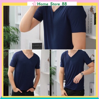 Áo thun lạnh cổ tim phông trơn nam cao cấp xuất nhật 88054 shop giá rẻ vp88