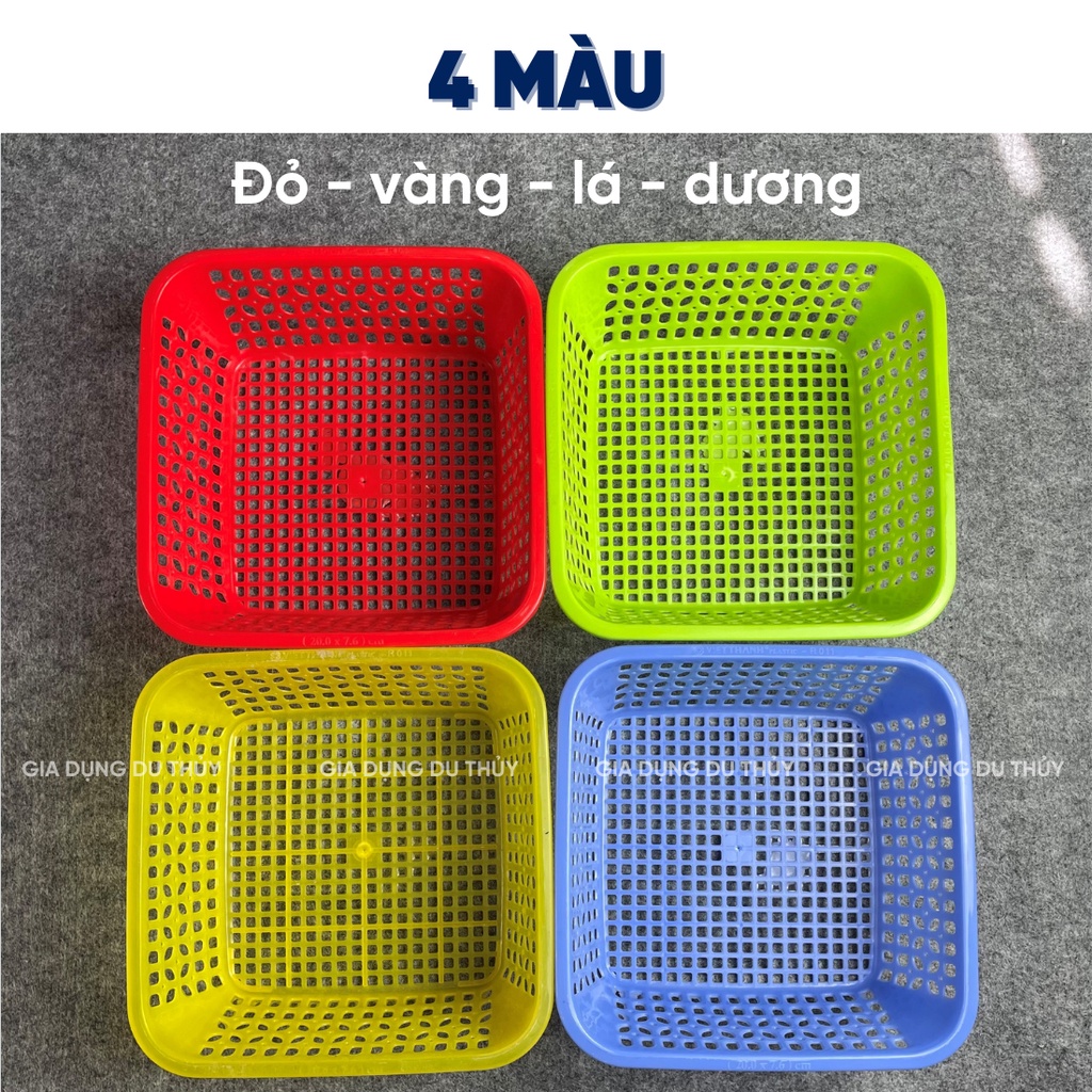 Rổ nhựa vuông nhiều màu 23x23x8cm, 20x20x7.6cm đựng đồ đa năng, nhựa pp loại 1 an toàn sức khỏe, thương hiệu Việt Thành