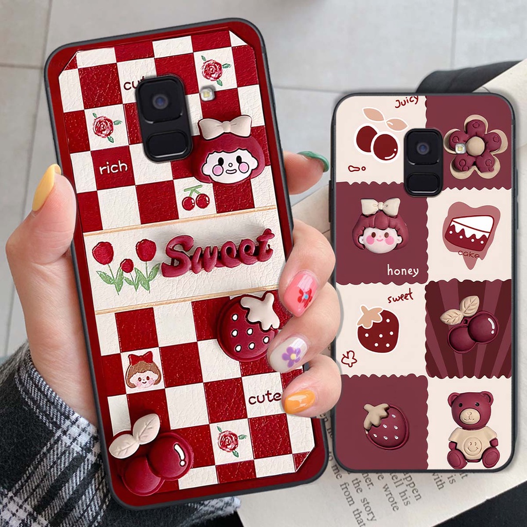 Ốp Samsung A8 2018 / A8 Plus / A8+ in hình trái tim, caro kẹo ngọt đầy cá tính siêu đẹp siêu chất