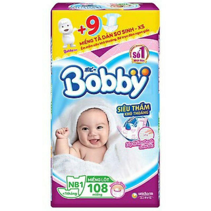 (Cộng miếng) Miếng lót sơ sinh Bobby Newborn NB1 108+9/NB 108+3/NB60