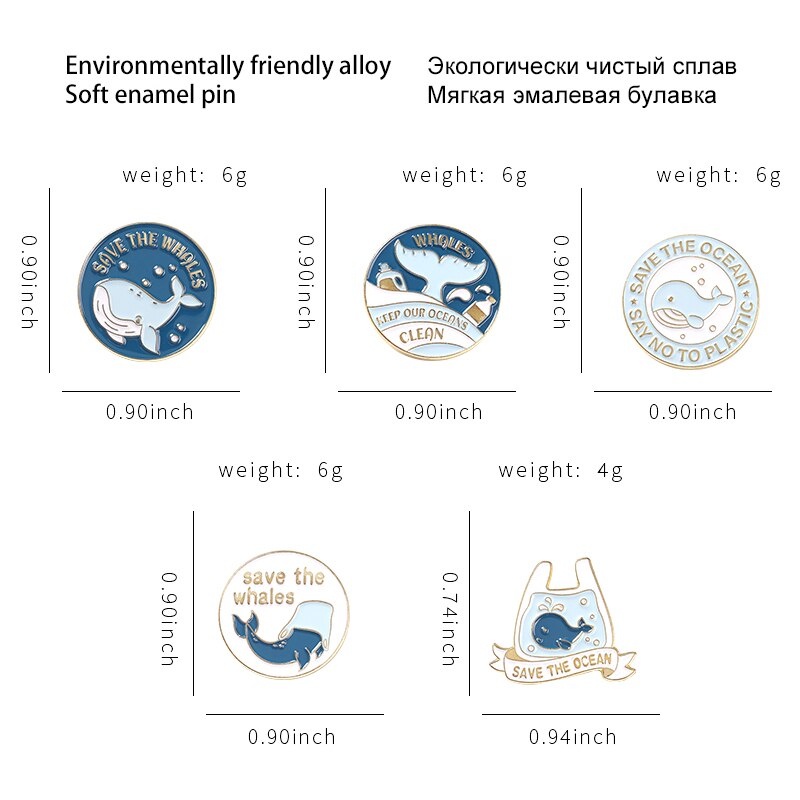 Pin cài áo Save the Ocean thông điệp bảo vệ môi trường biển - GC458