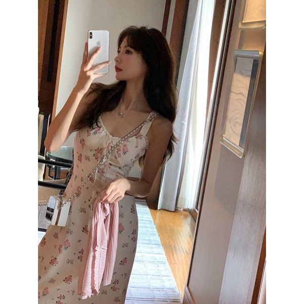 Set váy hoa midi kèm áo khoác tay dài