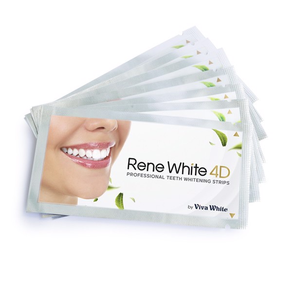 Miếng Dán Trắng Răng Rene White 4D của Mỹ - Hộp: 7gói (mỗi gói: 1 miếng dán răng trên và 1 miếng dán răng dưới)