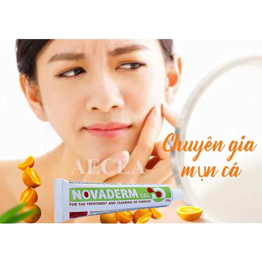 Gel Mụn Trứng Cá Thâm Ẩn Bọc Thịt Đầu Trắng Đen Sau Lưng Novaderm 25g