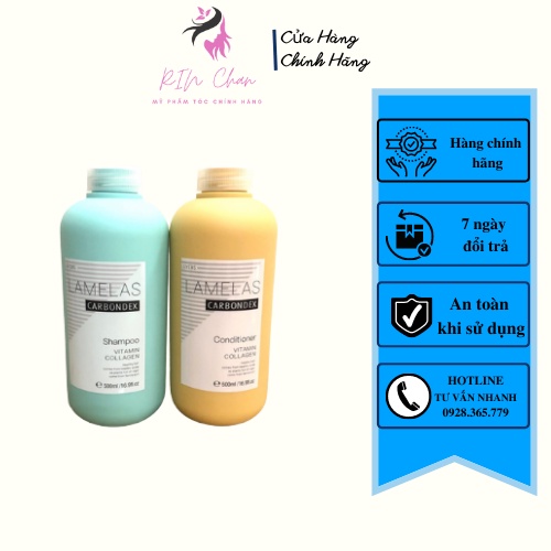 Cặp Dầu Gội Xả Lamelas Carbondex 500ml - Phục Hồi Tóc Khô Xơ, Hư Tổn, Giảm Gãy Rụng. Rin_chan Store