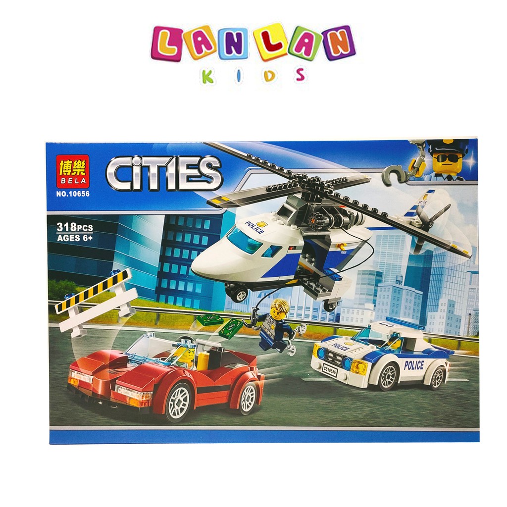 Bộ đồ chơi xếp hình Urban Bela 10656 Citites máy bay cảnh sát 318 chi tiết cho bé
