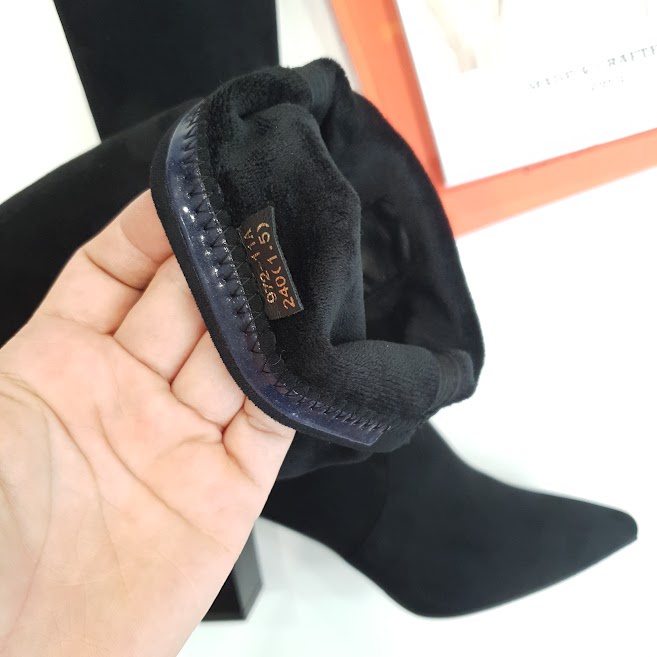 Giày boot nữ da lộn B SHOES, boot đùi siêu sang chảnh, chất lộn chun cao cấp ôm chân, không tụt B27