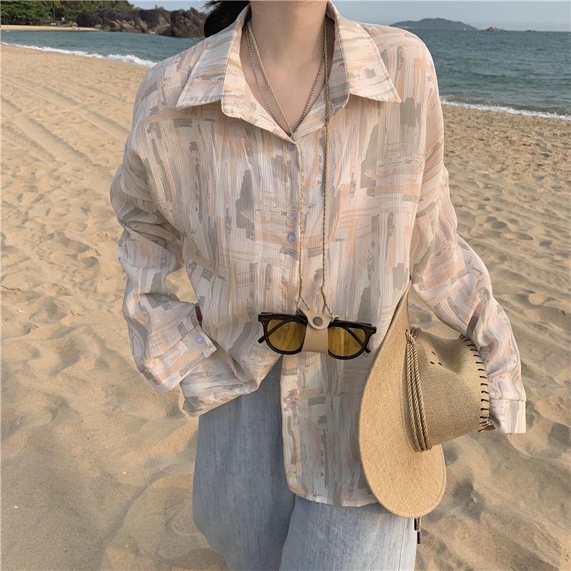 Áo Sơ Mi Tay Dài Chống Nắng Vải Mỏng Nhuộm Màu Thời Trang Mùa Hè Cho Nữ