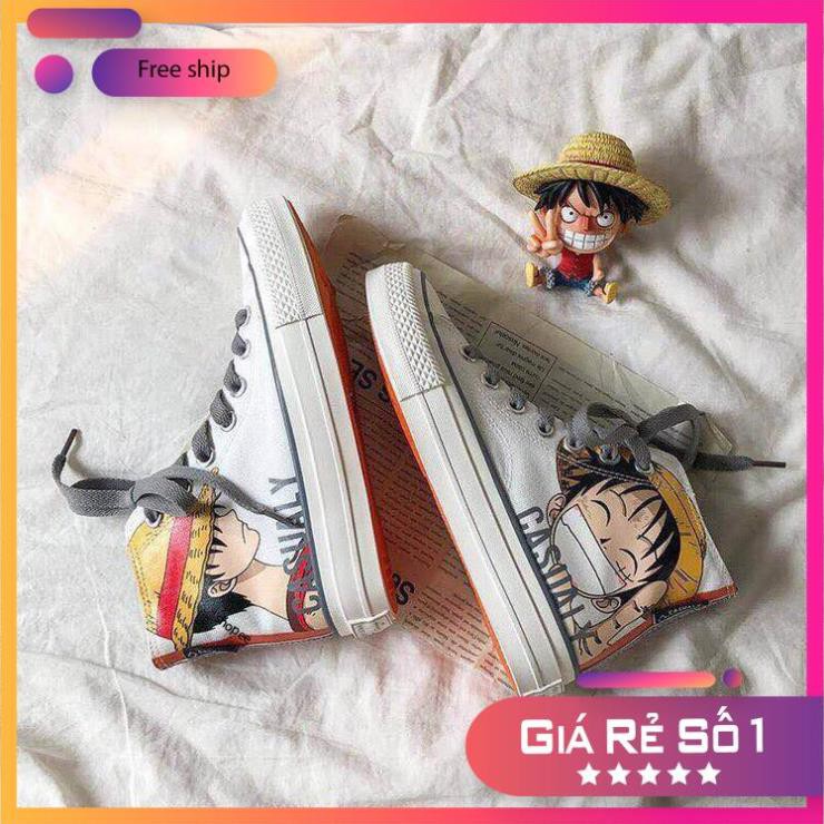 HGHG911 [Bb128] GIÀY VẢI SNEAKER CỔ CAO HÌNH LUFFY - GIÀY ĐÔI NAM NỮ THỜI TRANG G14