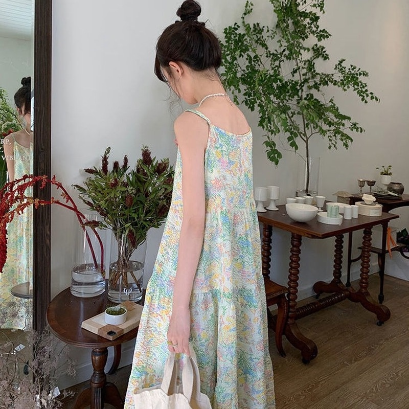 Đầm Hai Dây Mùa Hè Phong Cách Pháp Cho Nữ