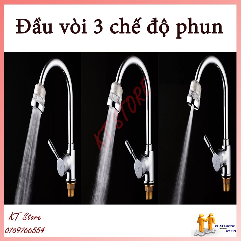 Đầu vòi rửa bát TĂNG ÁP LỰC NƯỚC 3 chế độ phun (bảo hảnh đổi mới trong 7 ngày)