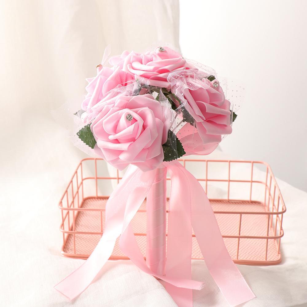 CONOPERY Bó Hoa Cầm Tay Bằng Lụa Phối Ren Lãng Mạn Cho Cô Dâu