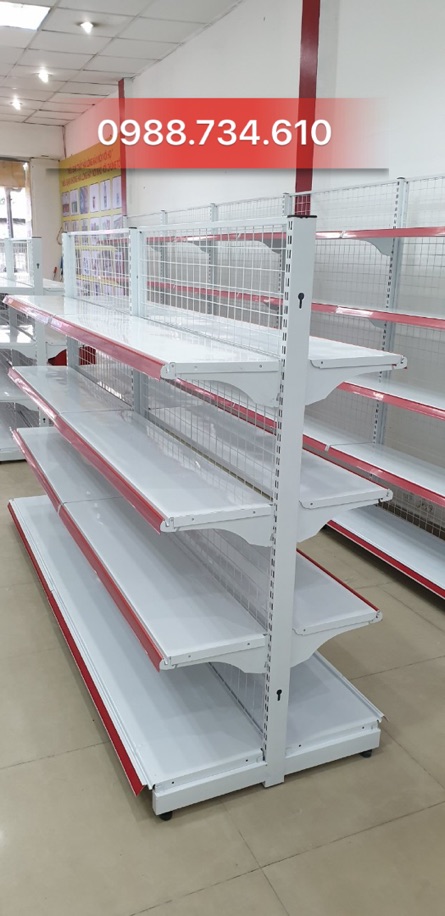 Kệ sắt để hàng tạp hoá ( Kệ giữa nhà 2 mặt Cao 1m5 dài 1m8)