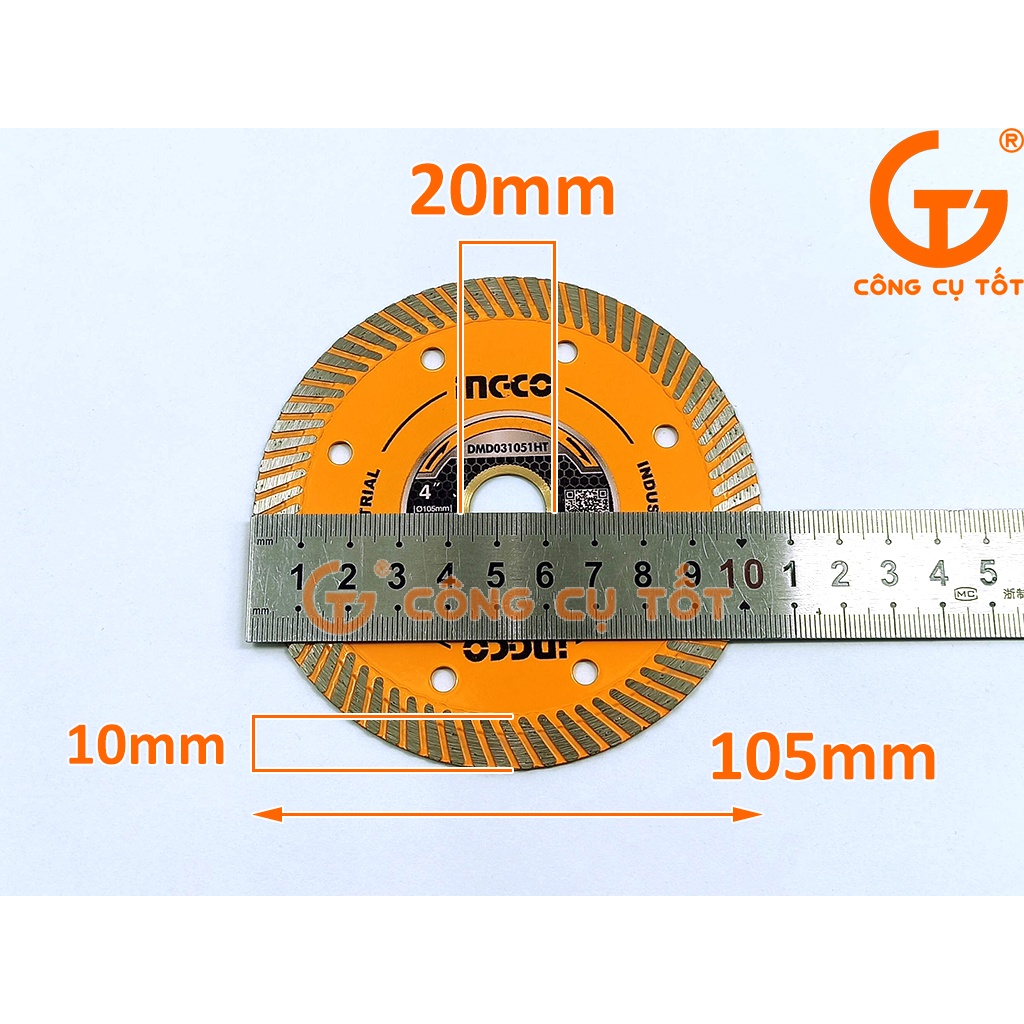 Đĩa cắt gạch ướt công nghiệp siêu mỏng 1ly Ø105mm Ingco DMD031051HT