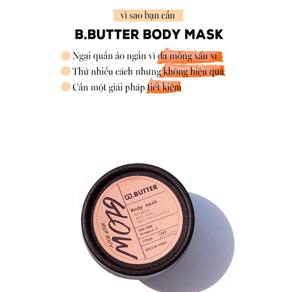 Combo 2 Mặt nạ Giảm mụn, Mờ thâm, sần cho vòng 3, nách - B.butter Body Mask | BigBuy360 - bigbuy360.vn
