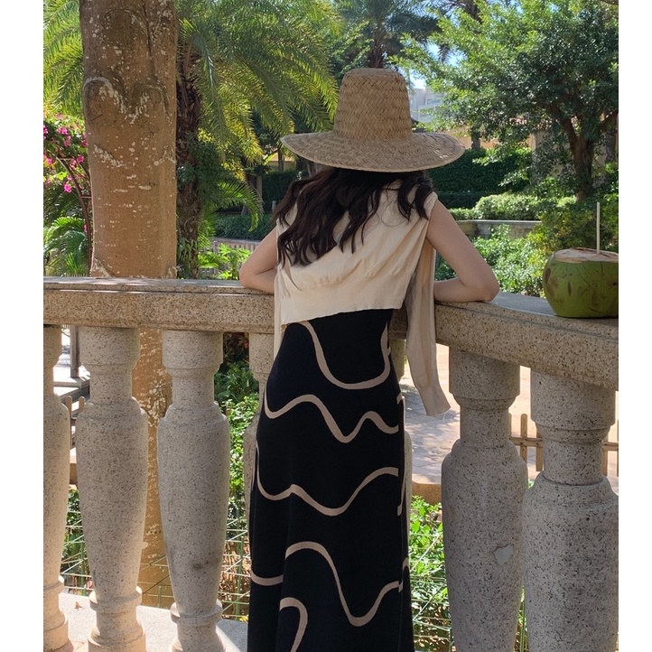 Đầm maxi Xiaozhainv dáng dài in họa tiết phong cách Hàn Quốc thời trang cho nữ