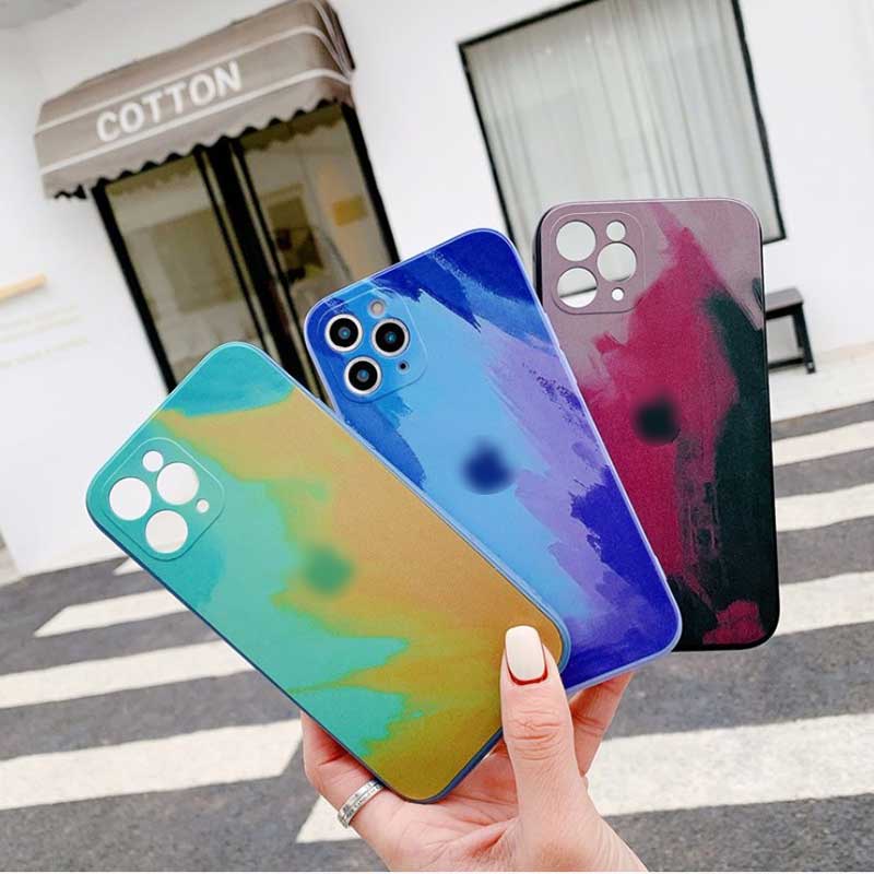 Ốp Điện Thoại Họa Tiết Màu Nước Đơn Giản Cho iPhone X XR XS Max 8 7 6 6s Plus 11 12 Pro Max