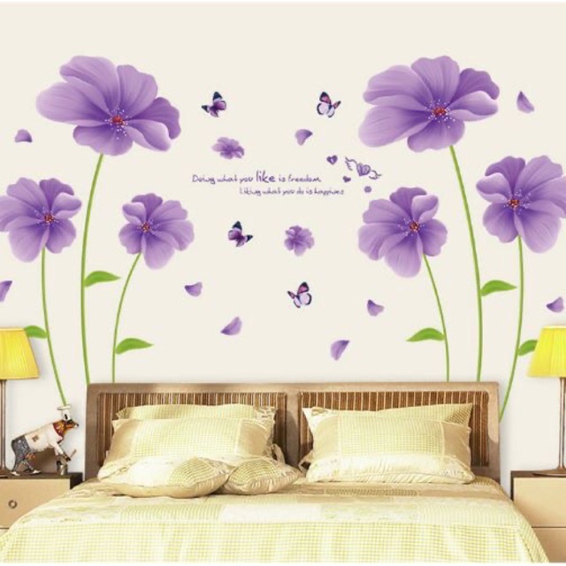 Decal dán tường 6 hoa tím to siêu rẻ [FREE_SHIP] có ảnh thật