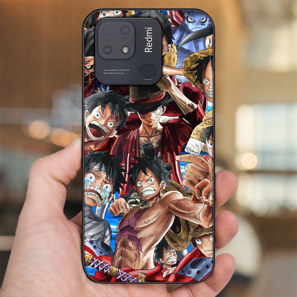 Ốp lưng Xiaomi Redmi 10C viền đen in hình Luffy One Piece