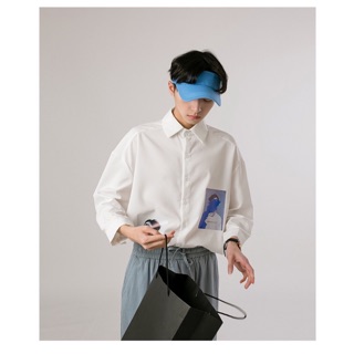 THINKER shirt/ sơ mi Hàn trắng đen