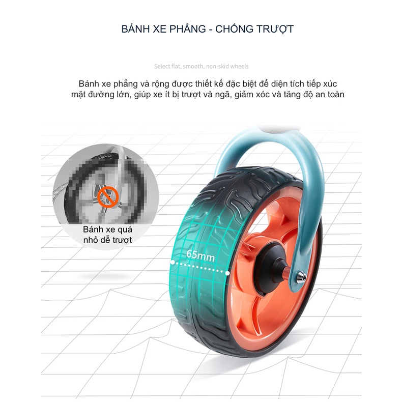 Xe Thăng Bằng Chòi Chân Cho Bé 18 Tháng - 4 Tuổi Bánh Rộng Khó Ngã Khung Xe Chắc Chắn Lốp Nhựa Sạch Sẽ