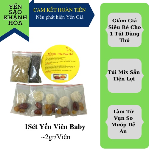 SET YẾN SÀO BABY NGUYÊN CHẤT - [DÙNG THỬ] 01 Túi Yến Baby Mix Sẵn + (1.5gr Yến, Táo đỏ, Long Nhãn, Hạt Chia, Đường Phèn) | BigBuy360 - bigbuy360.vn