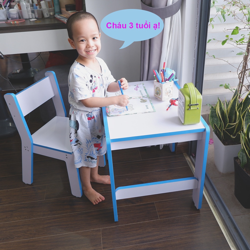 Bàn học cho bé TopV bộ bàn ghế tiểu học mầm non mini thông minh ghế ngồi chống gù cho trẻ tập vẽ tô chơi lego
